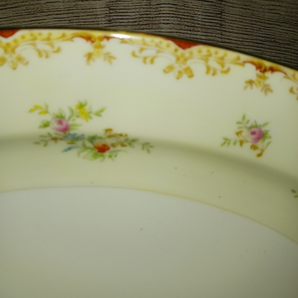 Vintage MEITO CHINA Oval Serving Platter, Hand Painted, 16"x11.5", Gold Trim - Picture 6 of 9